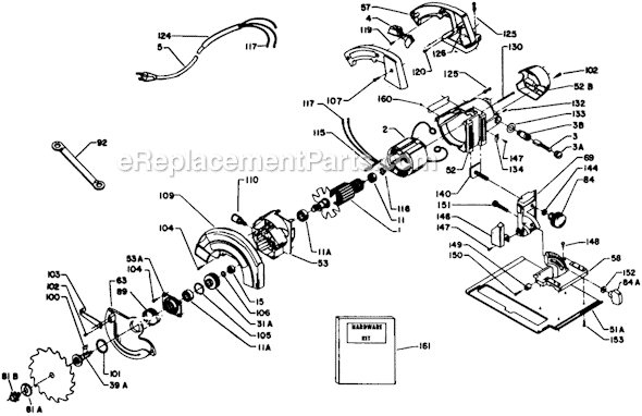 Page A Diagram and Parts List for 315 Type 1 Porter Cable Circular Saw